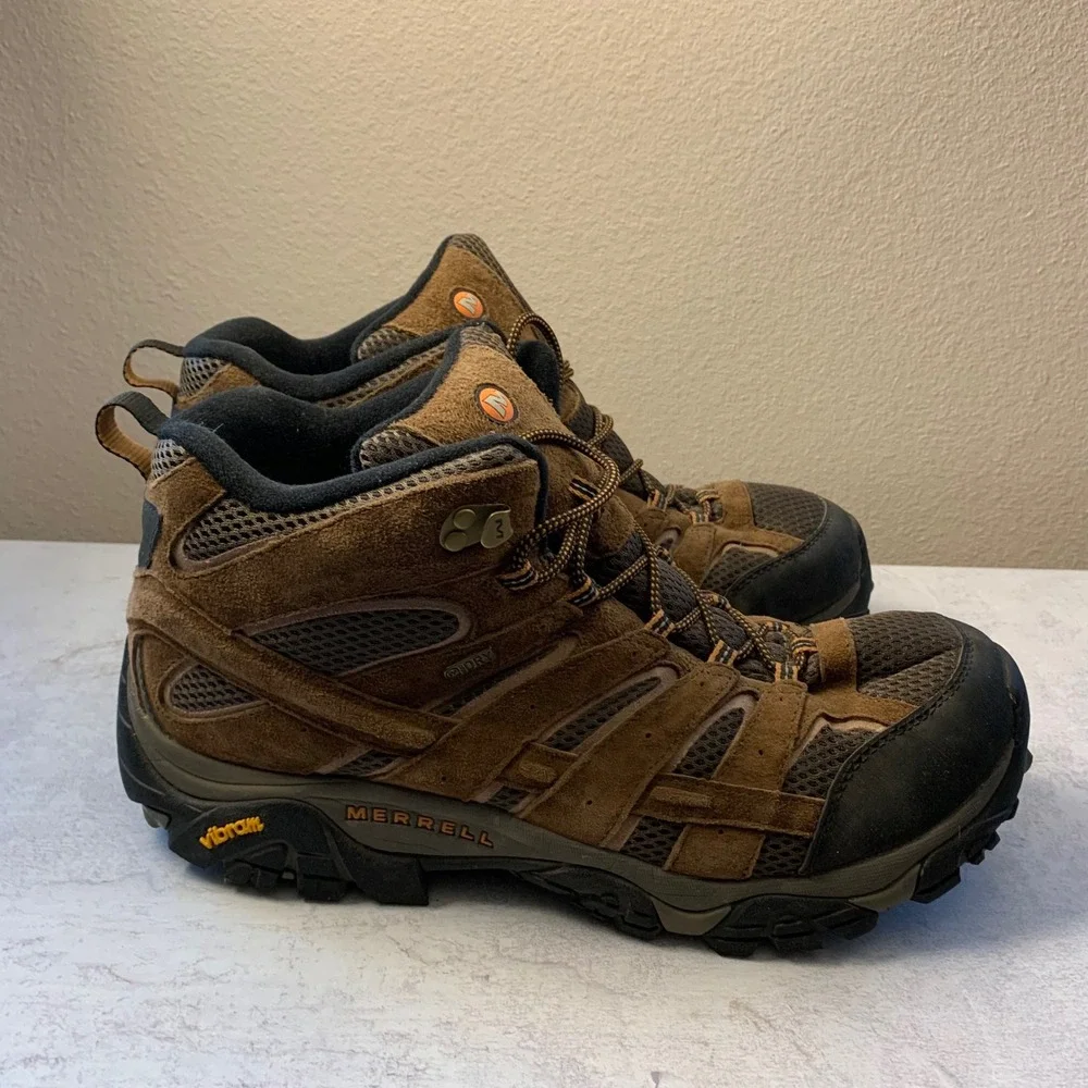 Merrell‎ Moab 2 Mid Hiking Boots Mens 14 Brown Suede Vibram J06057M Earth EUC